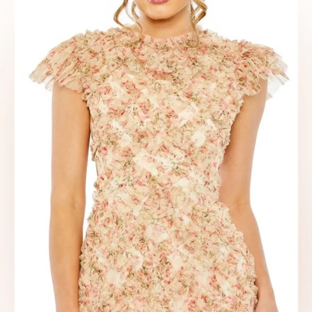 MAC DUGGAL  8060 Ruffle Tiered Short Sleeve A Line Dress